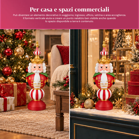 Kerstbeeldje van 76 cm van hars, decoratie van de kerstman en de notenkraker-soldaat, wit of rood