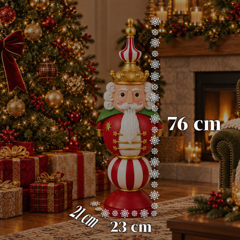 Kerstbeeldje van 76 cm van hars, decoratie van de kerstman en de notenkraker-soldaat, wit of rood