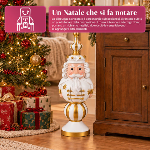 Kerstbeeldje van 76 cm van hars, decoratie van de kerstman en de notenkraker-soldaat, wit of rood