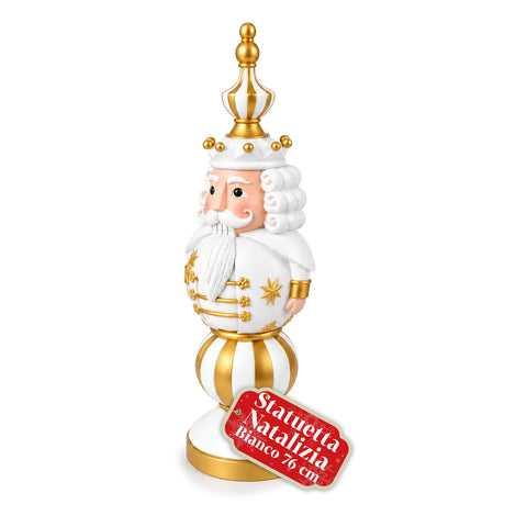 Kerstbeeldje van 76 cm van hars, decoratie van de kerstman en de notenkraker-soldaat, wit of rood