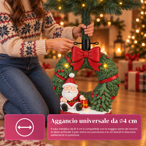 Decoratieve kerstboomstandaard, 10 uitvoeringen, van ijzer en magnesium, universele bevestiging, voor bomen tot 210 cm, 2 modellen met ledverlichting