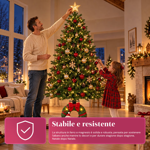 Decoratieve kerstboomstandaard, 10 uitvoeringen, van ijzer en magnesium, universele bevestiging, voor bomen tot 210 cm, 2 modellen met ledverlichting