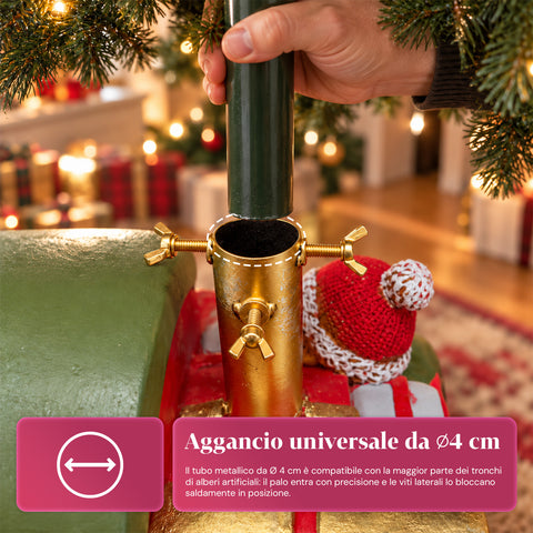 Decoratieve kerstboomstandaard, 10 uitvoeringen, van ijzer en magnesium, universele bevestiging, voor bomen tot 210 cm, 2 modellen met ledverlichting