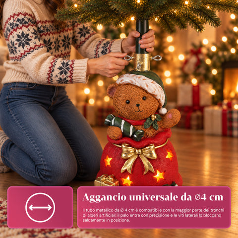 Decoratieve kerstboomstandaard, 10 uitvoeringen, van ijzer en magnesium, universele bevestiging, voor bomen tot 210 cm, 2 modellen met ledverlichting