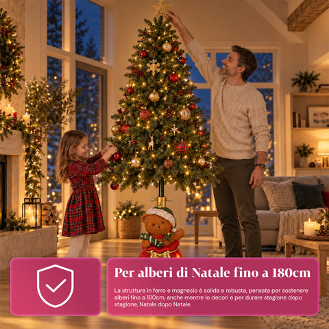 Decoratieve kerstboomstandaard, 10 uitvoeringen, van ijzer en magnesium, universele bevestiging, voor bomen tot 210 cm, 2 modellen met ledverlichting