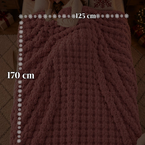Set met zachte, warme deken en pantoffels | zachte plaid van 125x170 cm, pantoffels in één maat, 4 kleuren