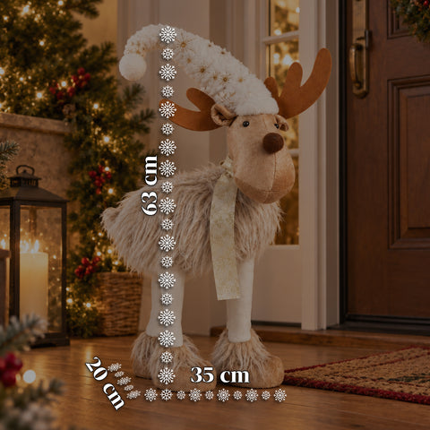 Groot kerstrendier van 63 cm van zacht pluche – kerstdecoratie met verzwaarde poten | 4 kleuren