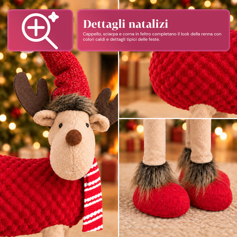 Groot kerstrendier van 63 cm van zacht pluche – kerstdecoratie met verzwaarde poten | 4 kleuren