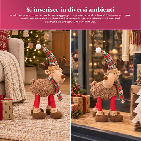 Groot kerstrendier van 63 cm van zacht pluche – kerstdecoratie met verzwaarde poten | 4 kleuren