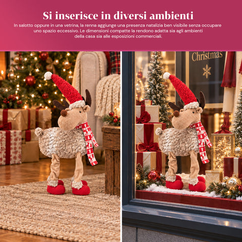 Groot kerstrendier van 63 cm van zacht pluche – kerstdecoratie met verzwaarde poten | 4 kleuren