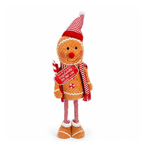 Uitschuifbare peperkoekpop van 50-80 cm, kerstdecoratie van pluche met telescopische poten, 2 varianten