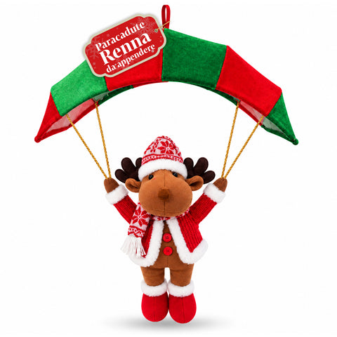 Op te hangen kerstparachute 80 cm met kerstfiguur, 4 figuren