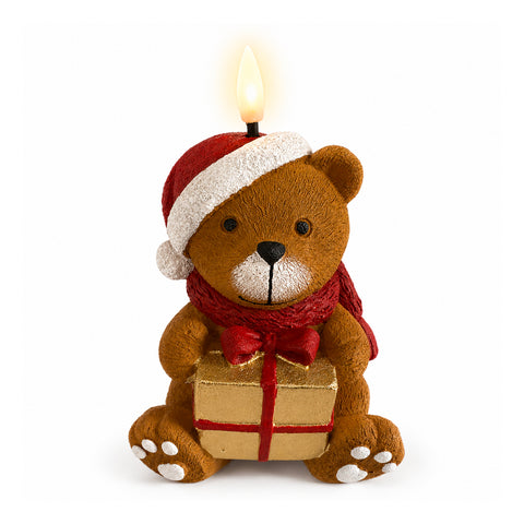 Batterijgevoede led-kerstkaars in 3 varianten – kerstman met boom, beertje en berengezicht, realistische vlameffect, kerstdecoratie