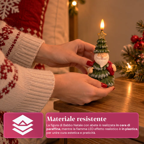 Batterijgevoede led-kerstkaars in 3 varianten – kerstman met boom, beertje en berengezicht, realistische vlameffect, kerstdecoratie