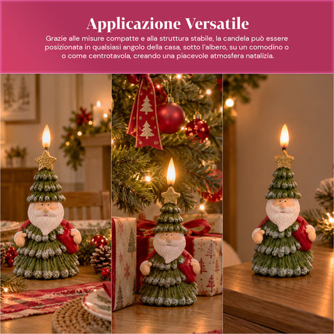 Batterijgevoede led-kerstkaars in 3 varianten – kerstman met boom, beertje en berengezicht, realistische vlameffect, kerstdecoratie
