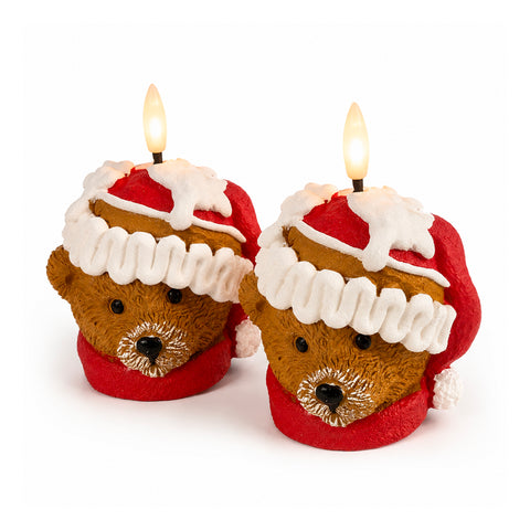 Batterijgevoede led-kerstkaars in 3 varianten – kerstman met boom, beertje en berengezicht, realistische vlameffect, kerstdecoratie