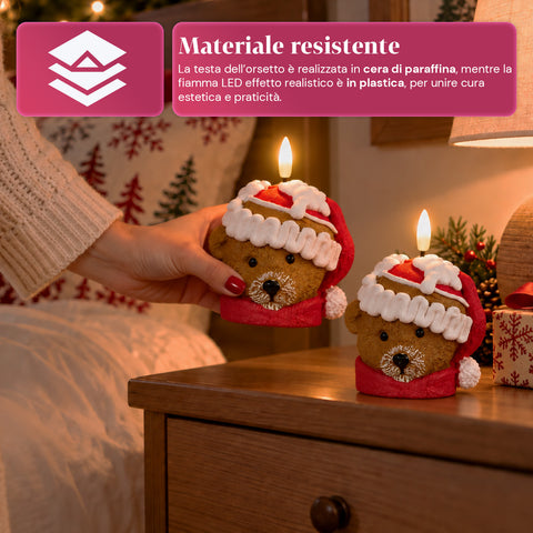 Batterijgevoede led-kerstkaars in 3 varianten – kerstman met boom, beertje en berengezicht, realistische vlameffect, kerstdecoratie
