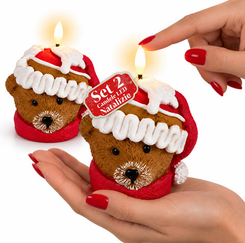 Batterijgevoede led-kerstkaars in 3 varianten – kerstman met boom, beertje en berengezicht, realistische vlameffect, kerstdecoratie