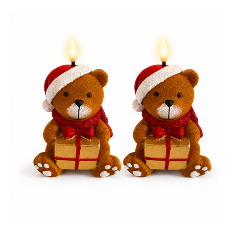 Batterijgevoede led-kerstkaars in 3 varianten – kerstman met boom, beertje en berengezicht, realistische vlameffect, kerstdecoratie