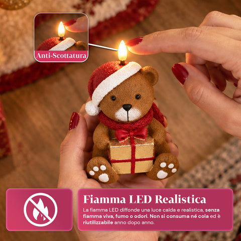 Batterijgevoede led-kerstkaars in 3 varianten – kerstman met boom, beertje en berengezicht, realistische vlameffect, kerstdecoratie