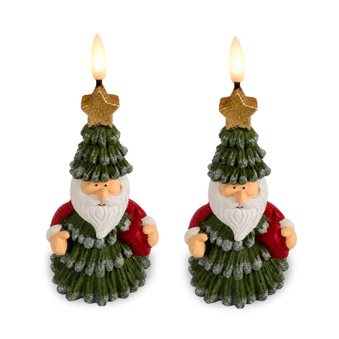 Batterijgevoede led-kerstkaars in 3 varianten – kerstman met boom, beertje en berengezicht, realistische vlameffect, kerstdecoratie