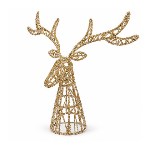 Lichtgevend hert met gouden ledglitters, kerstdecoratie van ijzer en polyethyleen, warm licht via USB, 3 maten: 65, 85 en 110 cm