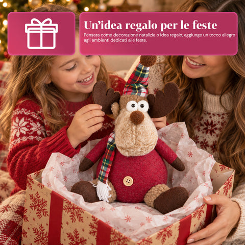Decoratieve rendierdecoratie van polyester - kerstornament met gezandstraalde basis, schattig ontwerp, 4 stijlvarianten, 2 maten: 35 en 50 cm