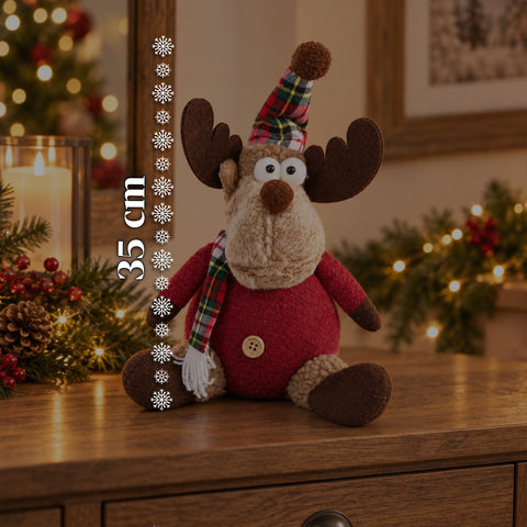 Decoratieve rendierdecoratie van polyester - kerstornament met gezandstraalde basis, schattig ontwerp, 4 stijlvarianten, 2 maten: 35 en 50 cm