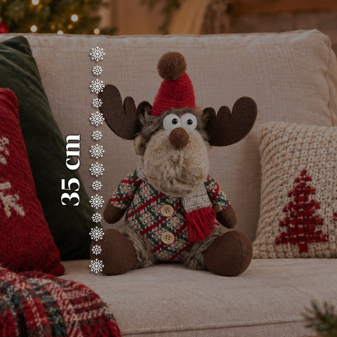 Decoratieve rendierdecoratie van polyester - kerstornament met gezandstraalde basis, schattig ontwerp, 4 stijlvarianten, 2 maten: 35 en 50 cm