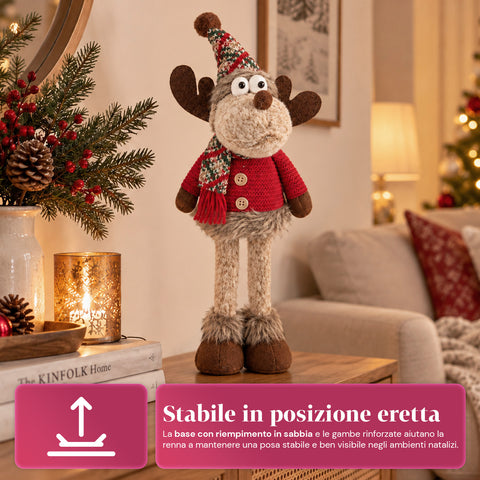Decoratieve rendierdecoratie van polyester - kerstornament met gezandstraalde basis, schattig ontwerp, 4 stijlvarianten, 2 maten: 35 en 50 cm