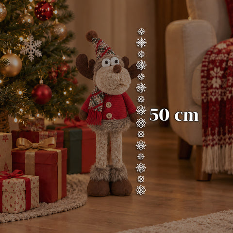 Decoratieve rendierdecoratie van polyester - kerstornament met gezandstraalde basis, schattig ontwerp, 4 stijlvarianten, 2 maten: 35 en 50 cm