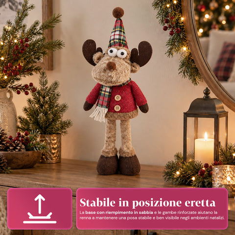 Decoratieve rendierdecoratie van polyester - kerstornament met gezandstraalde basis, schattig ontwerp, 4 stijlvarianten, 2 maten: 35 en 50 cm