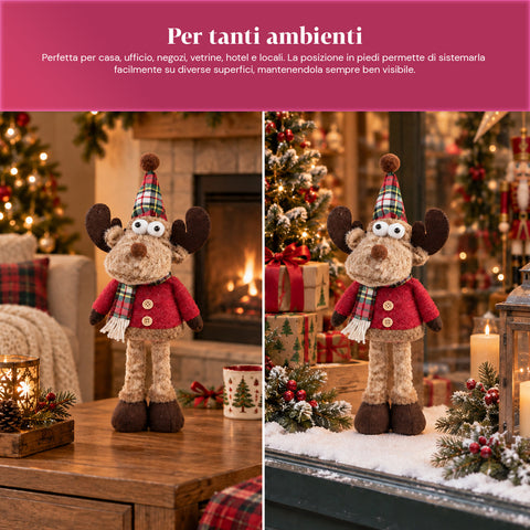 Decoratieve rendierdecoratie van polyester - kerstornament met gezandstraalde basis, schattig ontwerp, 4 stijlvarianten, 2 maten: 35 en 50 cm