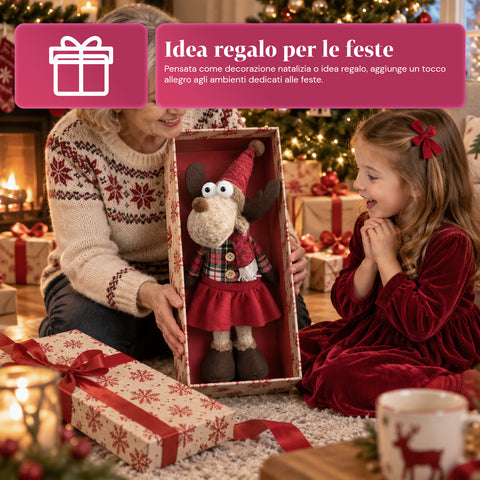 Decoratieve rendierdecoratie van polyester - kerstornament met gezandstraalde basis, schattig ontwerp, 4 stijlvarianten, 2 maten: 35 en 50 cm