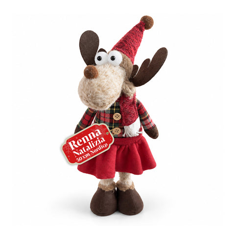 Decoratieve rendierdecoratie van polyester - kerstornament met gezandstraalde basis, schattig ontwerp, 4 stijlvarianten, 2 maten: 35 en 50 cm
