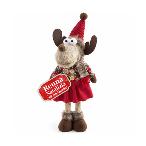 Decoratieve rendierdecoratie van polyester - kerstornament met gezandstraalde basis, schattig ontwerp, 4 stijlvarianten, 2 maten: 35 en 50 cm