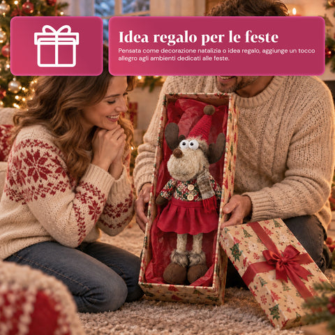 Decoratieve rendierdecoratie van polyester - kerstornament met gezandstraalde basis, schattig ontwerp, 4 stijlvarianten, 2 maten: 35 en 50 cm