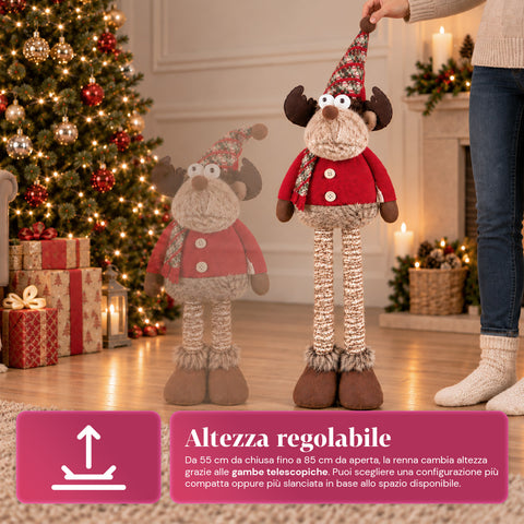 Decoratieve uitschuifbare kerstman 55-85 cm - Kerstversiering met telescopische poten, metalen frame, polyester, 4 stijlvarianten