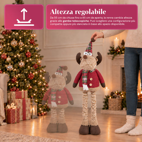 Decoratieve uitschuifbare kerstman 55-85 cm - Kerstversiering met telescopische poten, metalen frame, polyester, 4 stijlvarianten