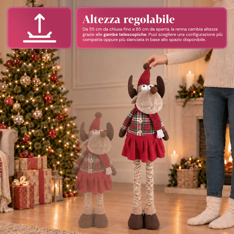 Decoratieve uitschuifbare kerstman 55-85 cm - Kerstversiering met telescopische poten, metalen frame, polyester, 4 stijlvarianten