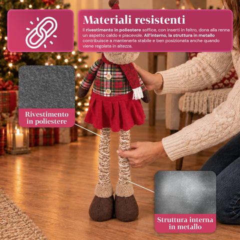 Decoratieve uitschuifbare kerstman 55-85 cm - Kerstversiering met telescopische poten, metalen frame, polyester, 4 stijlvarianten