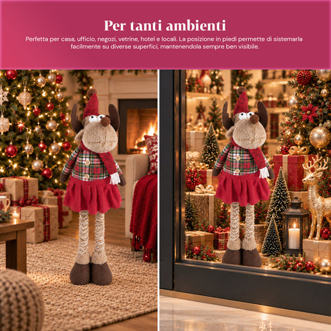 Decoratieve uitschuifbare kerstman 55-85 cm - Kerstversiering met telescopische poten, metalen frame, polyester, 4 stijlvarianten