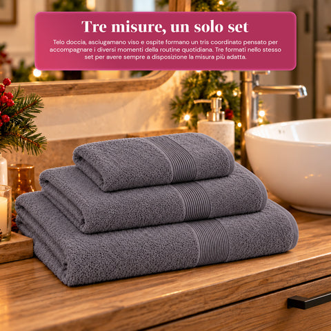 Set van 3 handdoeken van 100% katoen – badset met badlaken 90x140, handdoek 60x100 en gastendoekje 40x60 cm, zacht en absorberend, 6 kleuren