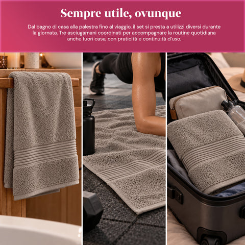 Set van 3 handdoeken van 100% katoen – badset met badlaken 90x140, handdoek 60x100 en gastendoekje 40x60 cm, zacht en absorberend, 6 kleuren