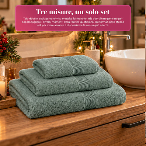 Set van 3 handdoeken van 100% katoen – badset met badlaken 90x140, handdoek 60x100 en gastendoekje 40x60 cm, zacht en absorberend, 6 kleuren