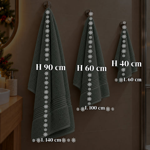 Set van 3 handdoeken van 100% katoen – badset met badlaken 90x140, handdoek 60x100 en gastendoekje 40x60 cm, zacht en absorberend, 6 kleuren