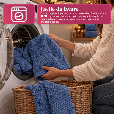 Set van 3 handdoeken van 100% katoen – badset met badlaken 90x140, handdoek 60x100 en gastendoekje 40x60 cm, zacht en absorberend, 6 kleuren