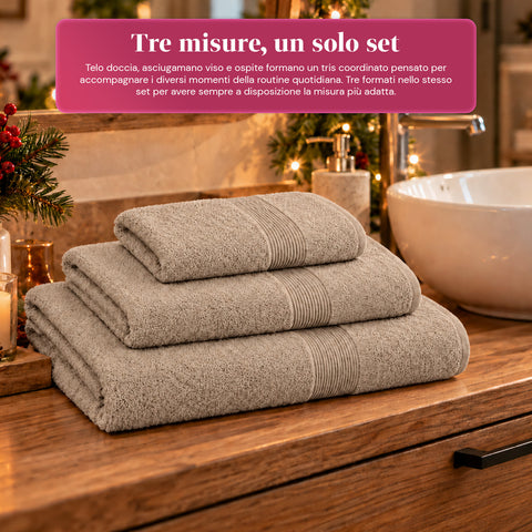 Set van 3 handdoeken van 100% katoen – badset met badlaken 90x140, handdoek 60x100 en gastendoekje 40x60 cm, zacht en absorberend, 6 kleuren