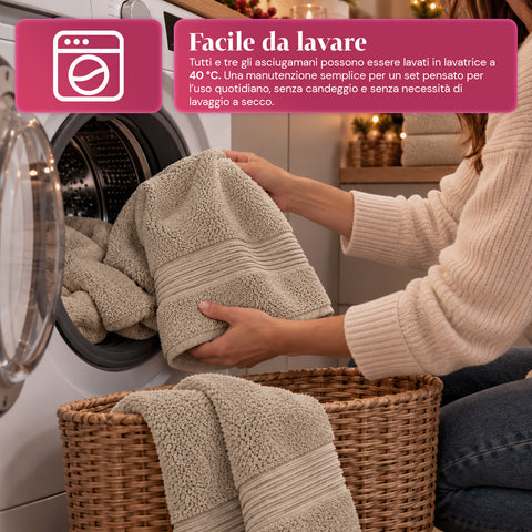Set van 3 handdoeken van 100% katoen – badset met badlaken 90x140, handdoek 60x100 en gastendoekje 40x60 cm, zacht en absorberend, 6 kleuren
