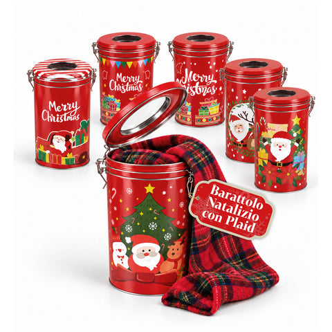 Kerstblik 30x16 cm met Coral Fleece-plaid 145x110 cm, zachte geruite tartan-deken - blind box